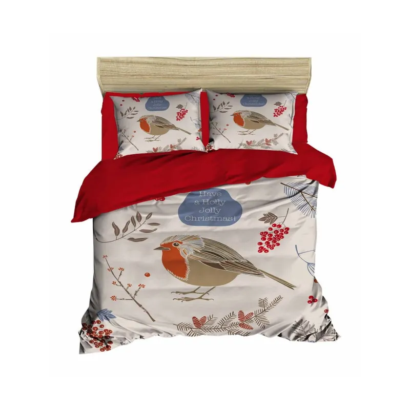Dwuosobowa pościel z prześcieradłem Birds Red Big, 200x220 cm Bonami Darmowy zwrot