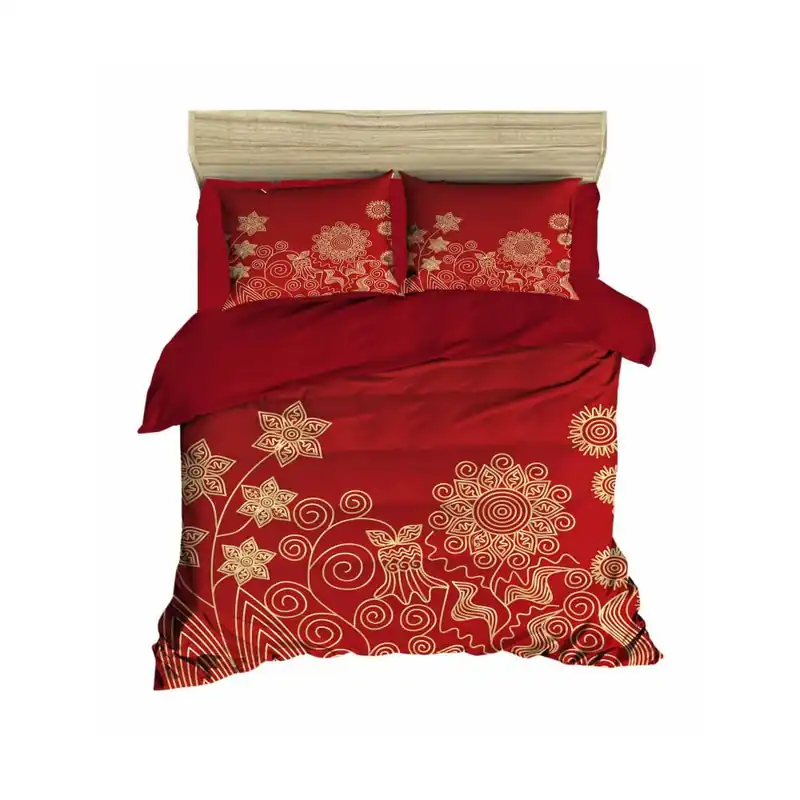 Ekspresowa dostawa Dwuosobowa pościel z prześcieradłem Flowers Red, 200x220 cm Bonami