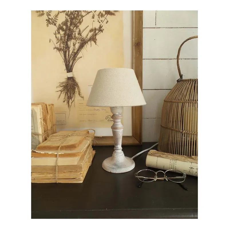Biała lampa stołowa z drewna Orchidea Milano, 28 cm Bonami Ostatnie sztuki