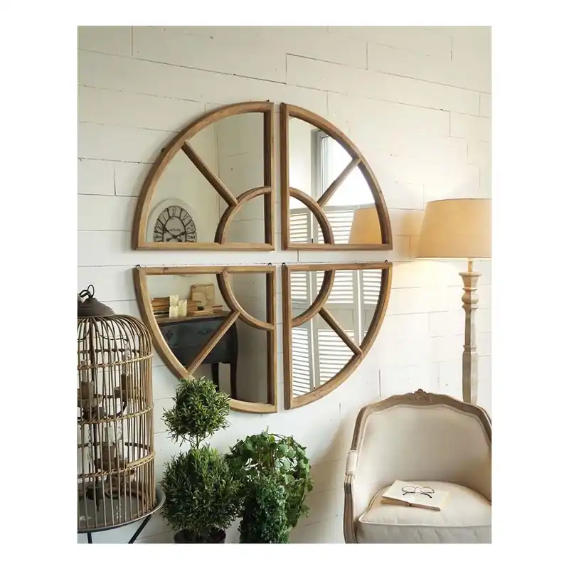 Lustro w drewnianej ramie Orchidea Milano Vintage, ⌀ 102 cm Bonami Nowy