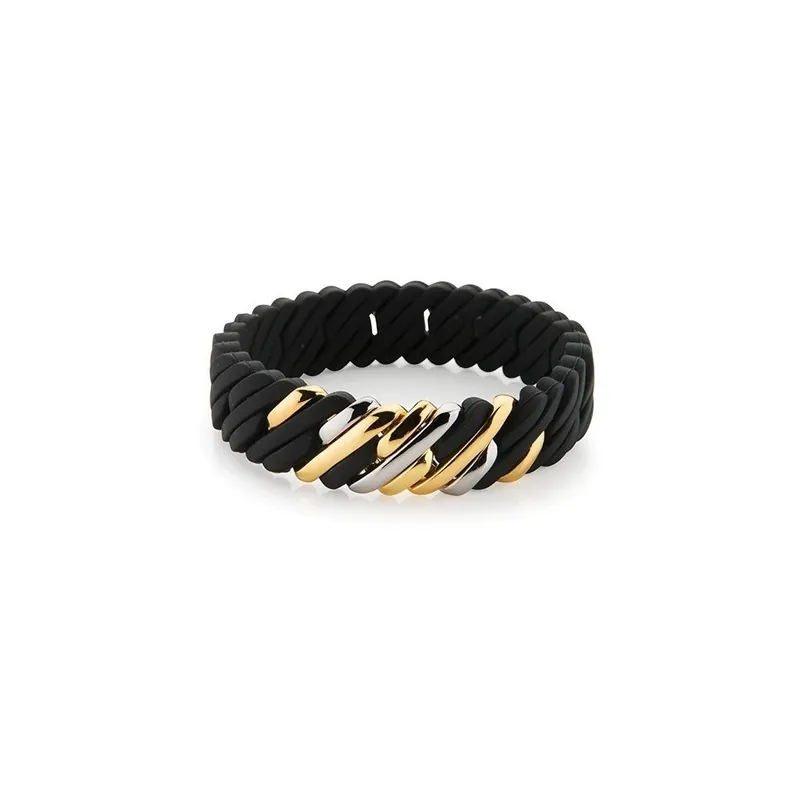 Czarna bransoletka z detalami z srebrno-złotych barwach Rubz Pixel, dł. 17 cm Bonami Oferta czasowa