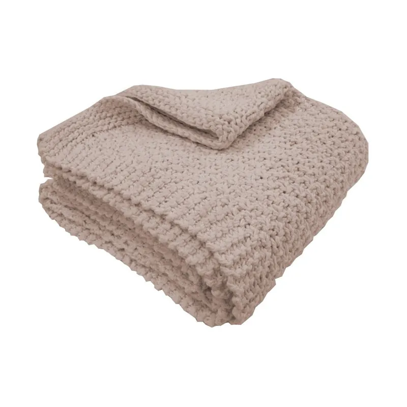 Pudrowy pled dziergany Overseas Naturel Blush, 130x150 cm Bonami Wyjątkowa oferta