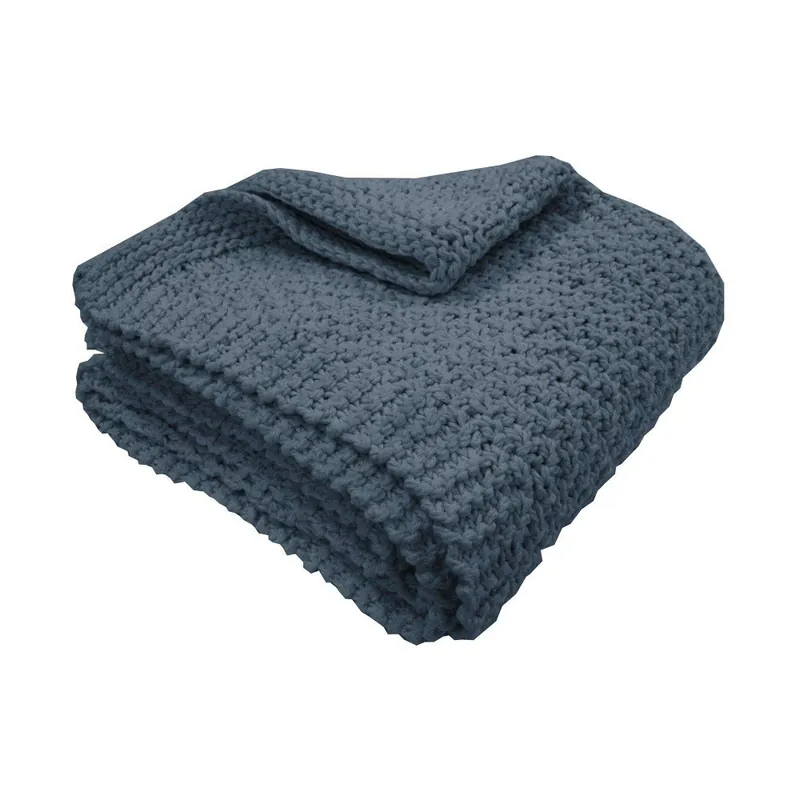 Do wyczerpania zapasów Niebieski koc dziergany Overzas Naturel Jeans, 130x150 cm Bonami