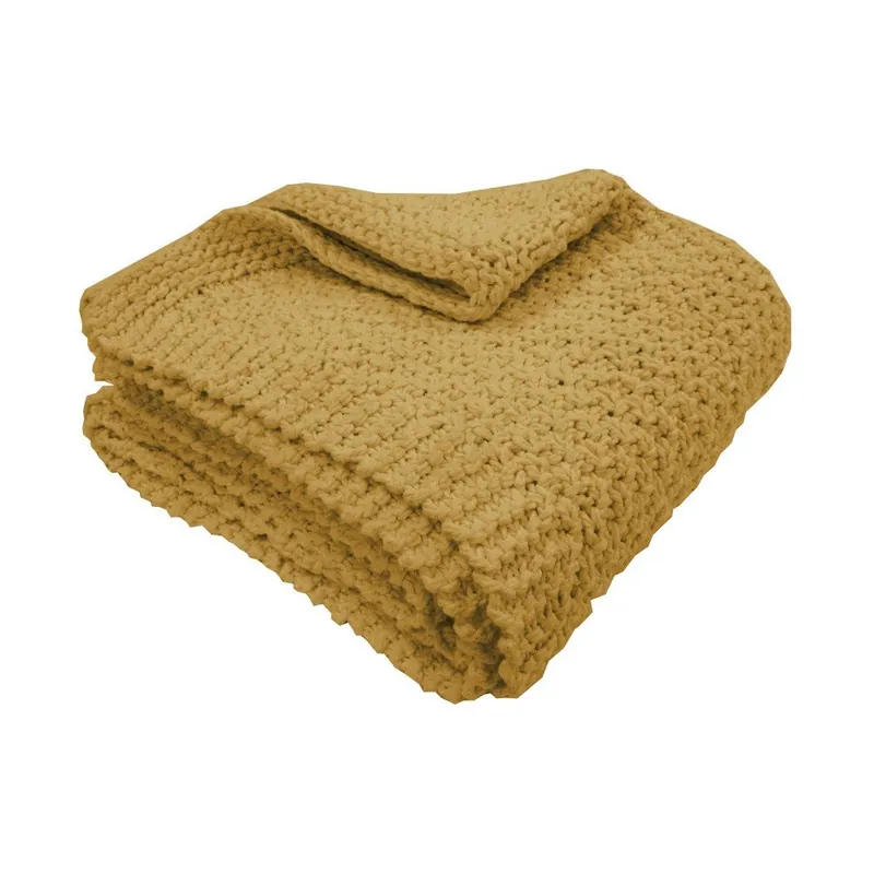 Ochrowy pled dziergany Overseas Naturel Ochre, 130x150 cm Bonami Oferta
