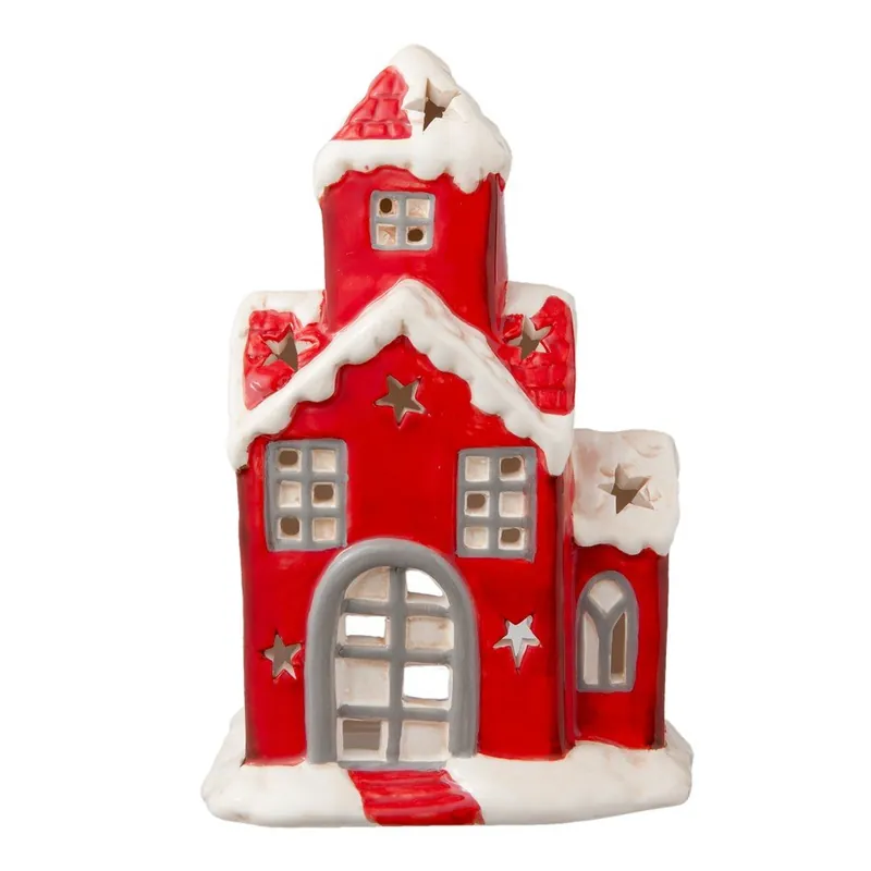 Bezpieczna płatność Czerwony świecznik Clayre & Eef Christmas House, 9x14 cm Bonami