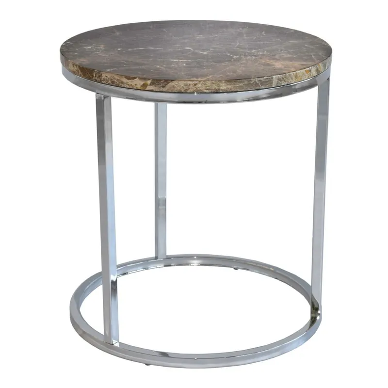 Brązowy stolik marmurowy z chromowanymi nogami RGE Accent, ⌀ 50 cm Bonami Sprawdź teraz