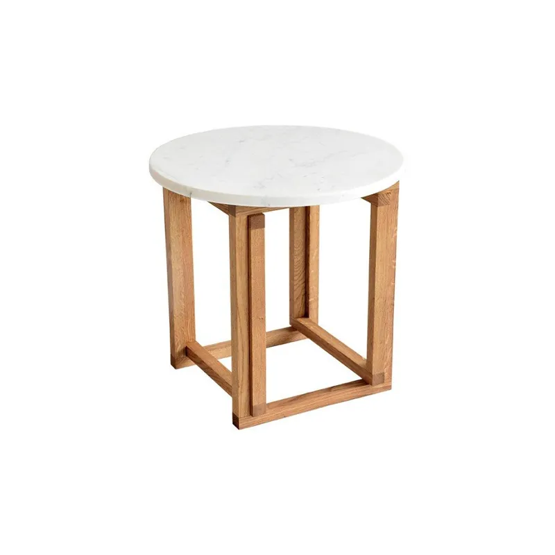 Bestseller Biały stolik marmurowy z dębową konstrukcją RGE Accent, ⌀ 50 cm Bonami