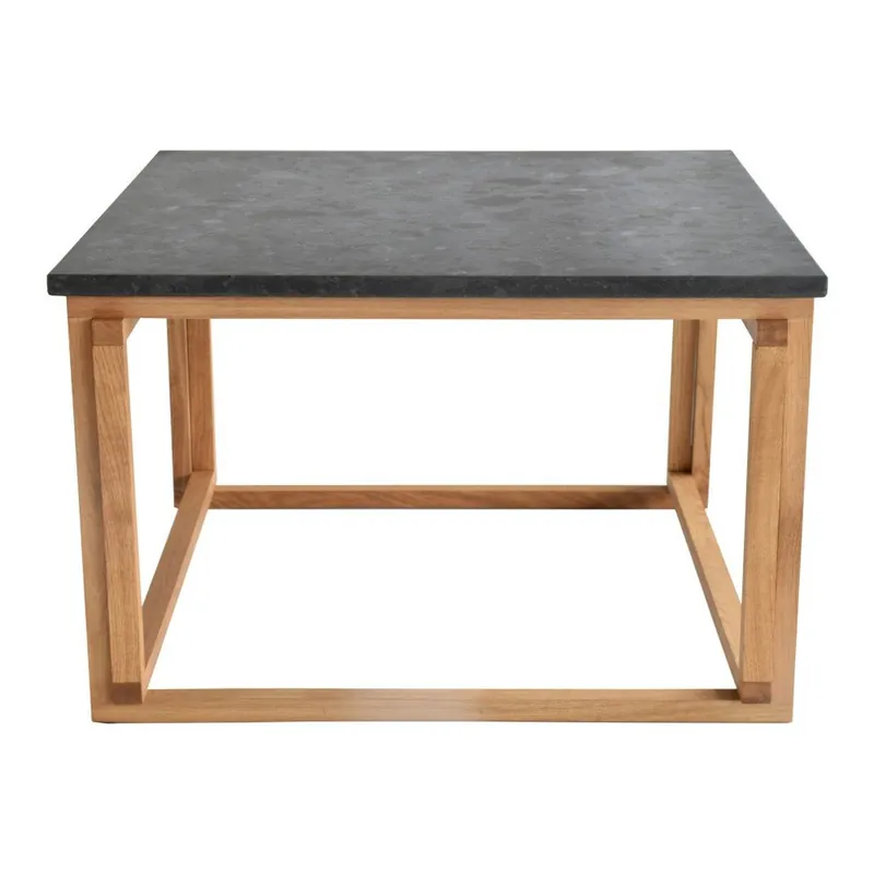 Wyprzedaż Czarny stolik granitowy z dębowymi nogami RGE Accent, szer. 75 cm Bonami