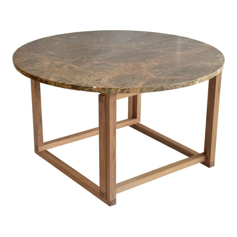 Bestseller Brązowy stolik marmurowy z dębową konstrukcją RGE Accent, ⌀ 85 cm Bonami