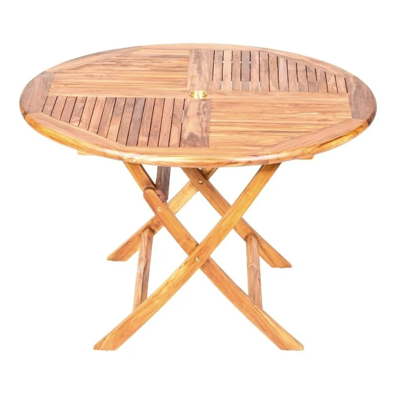 Ekspresowa dostawa Rozkładany stół ogrodowy z drewna tekowego Massive Home Shankar, ⌀ 120 cm Bonami
