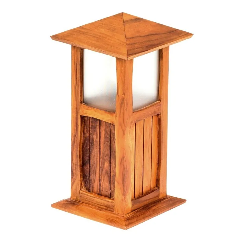 Zamów teraz Ogrodowa lampa stojąca z drewna tekowego Massive Home, wys. 50 cm Bonami