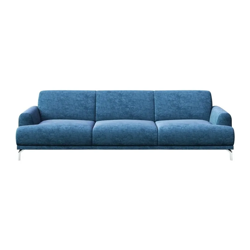 Niebieska sofa 3-osobowa z metalowymi nogami MESONICA Puzo Bonami Hit cenowy