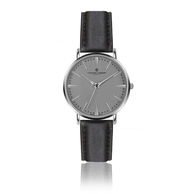 Dostępne od ręki Zegarek męski z czarnym paskiem skórzanym Frederic Graff Silver Eiger Black Leather Bonami