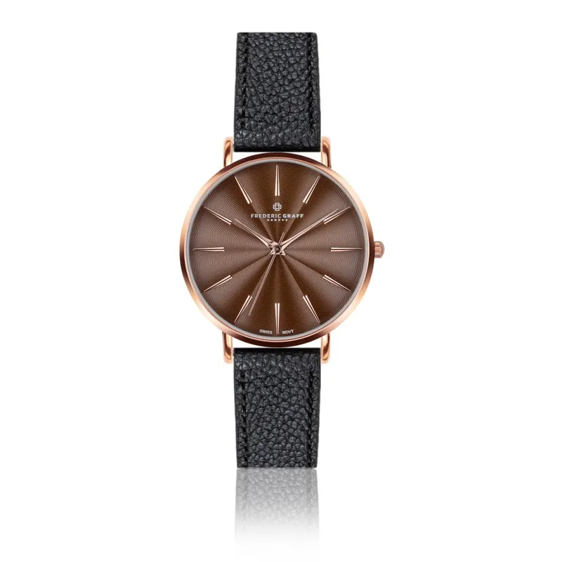 Kup teraz Zegarek damski z czarnym paskiem skórzanym Frederic Graff Rose Monte Rosa Lychee Black Leather Bonami
