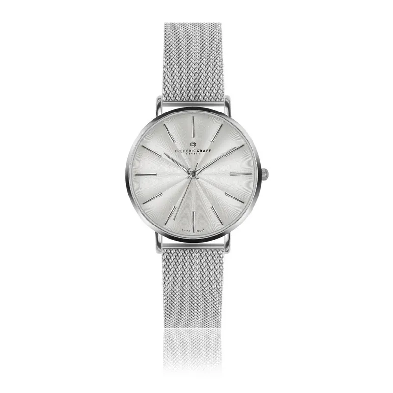 Kup teraz Zegarek z paskiem ze stali nierdzewnej w barwie srebra Frederic Graff Silver Monte Rosa Silver Mesh Bonami