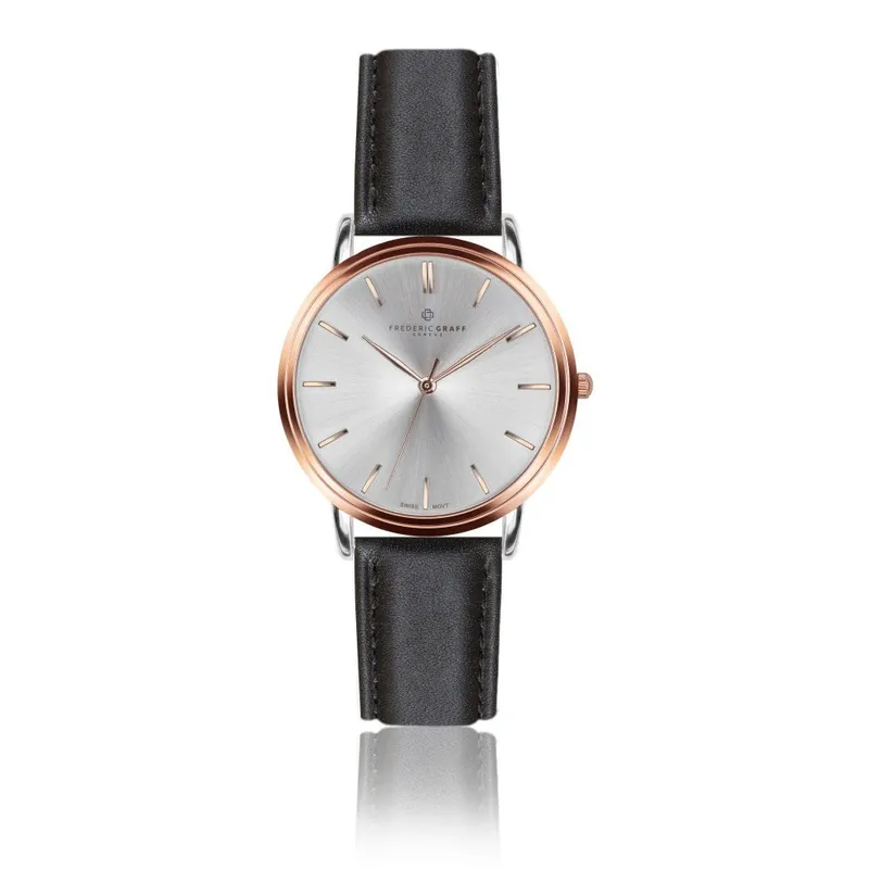 Dostępne od ręki Zegarek męski z czarnym paskiem skórzanym Frederic Graff Rose Breithorn Black Leather Bonami