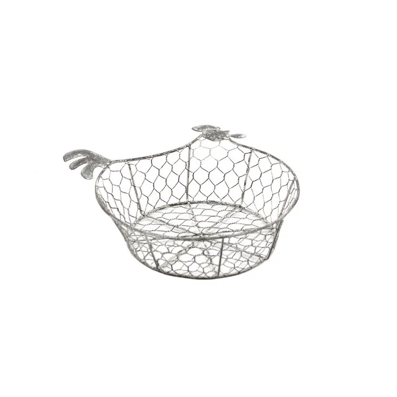Biały koszyk metalowy w kształcie kury Ego Dekor Hun, 16x17 cm Bonami Oferta limitowana