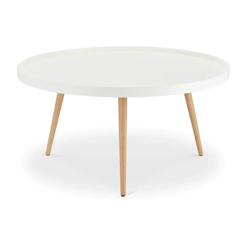 Bestseller Biały stolik z nogami z drewna bukowego Furnhouse Opus, Ø 90 cm Bonami