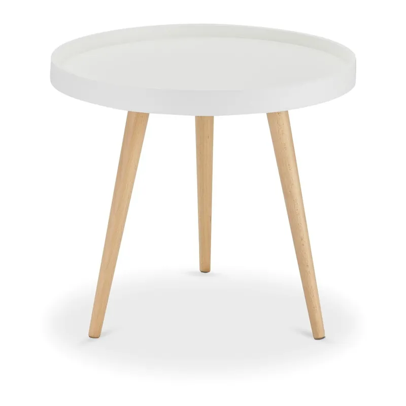 Biały stolik z nogami z drewna bukowego Furnhouse Opus, Ø 50 cm Bonami Ekspresowa dostawa
