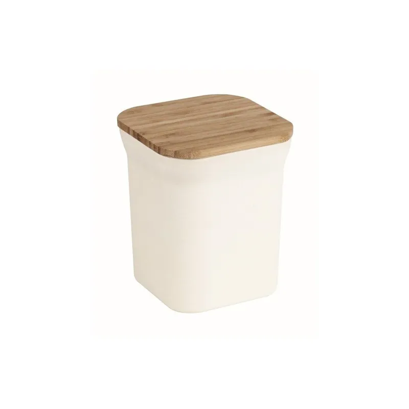 Biały pojemnik z bambusowym wieczkiem JOCCA Bamboo, wys. 14 cm Bonami Wyjątkowa oferta
