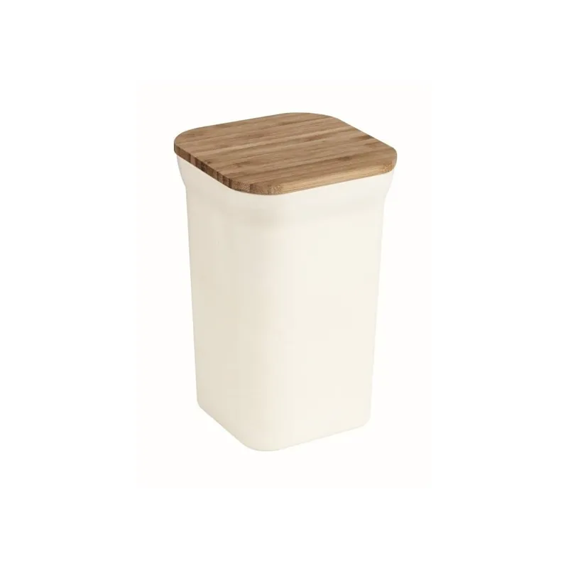 Biały pojemnik z bambusowym wieczkiem JOCCA Bamboo, wys. 18,5 cm Bonami Obniżka ceny