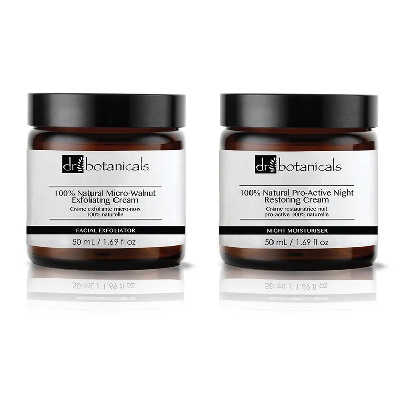 Ekspresowa dostawa Zestaw peelingu i odżywczego kremu do twarzy na noc Dr. Botanicals Natural Pro-Active And Micro-Walnut Bonami