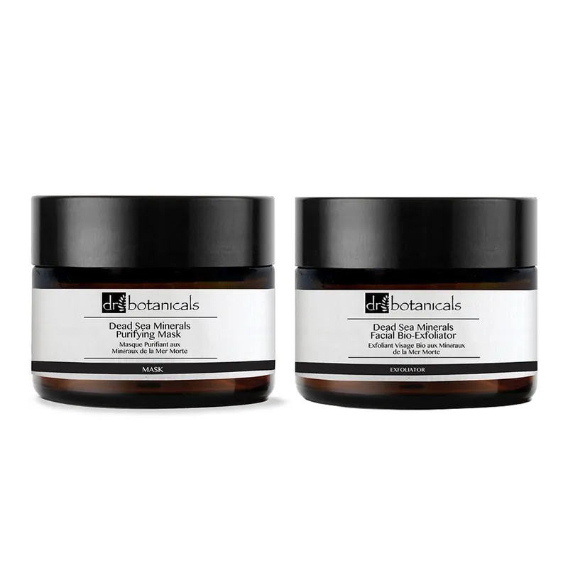 Wyprzedaż Zestaw nawilżającej maseczki do twarzy i peelingu Dr. Botanicals Dead Sea Mineral Skin Bonami
