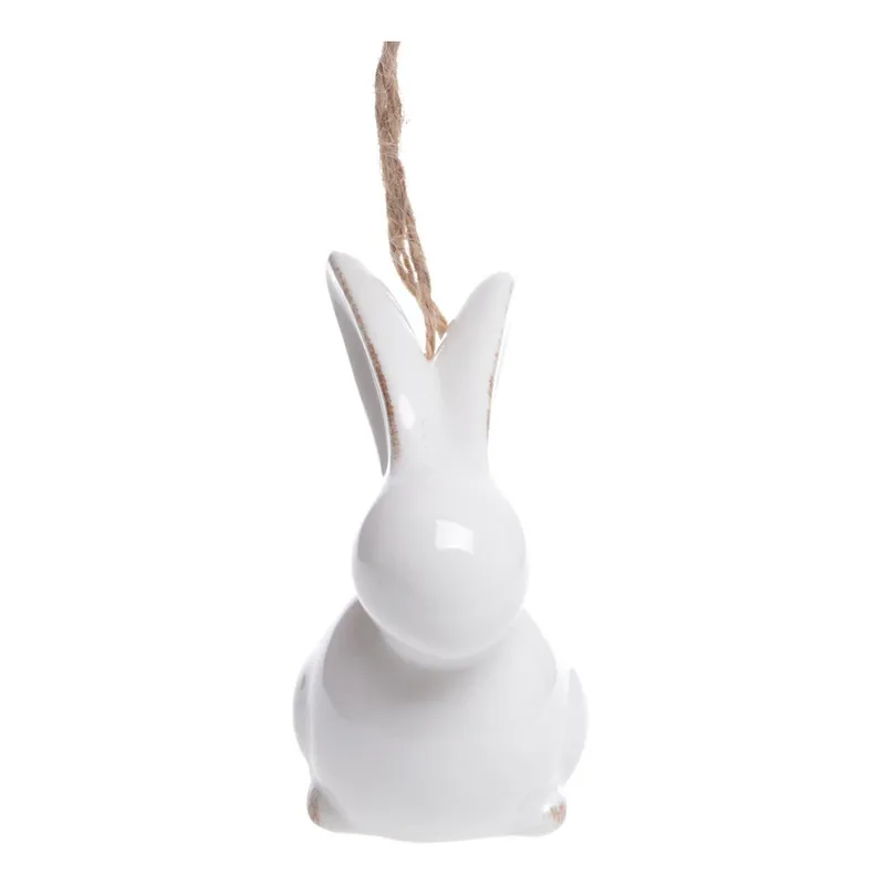 Biały ceramiczny zajączek wiszący Ewax Bunny Swing Bonami Wyprzedaż