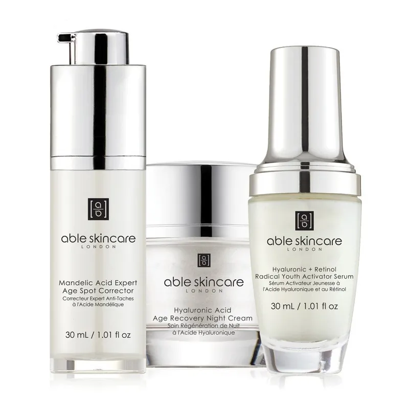 Łatwy zwrot Zestaw serum na przebarwienia, serum do twarzy i regenerującego kremu do twarzy na noc ABLE Age Recovery Bonami