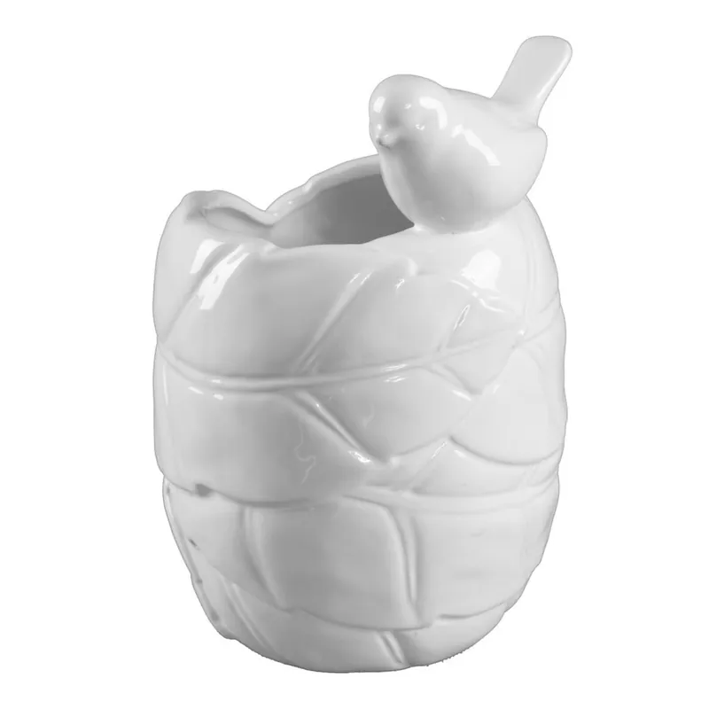Hit cenowy Biały wazon ceramiczny Mauro Ferretti Gufo Uccellino, wysokość 22 cm Bonami
