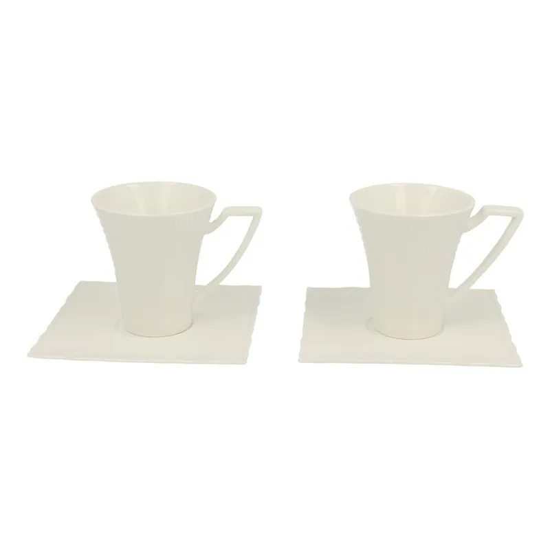 Zestaw 2 białych filiżanek porcelanowych ze spodkami Ritz, 200 ml Bonami Łatwy zwrot