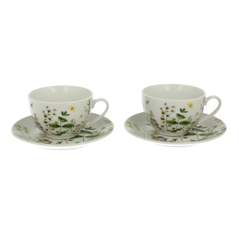 Zestaw 2 porcelanowych filiżanek ze spodkami Duo Gift Herbs Bonami Okazja