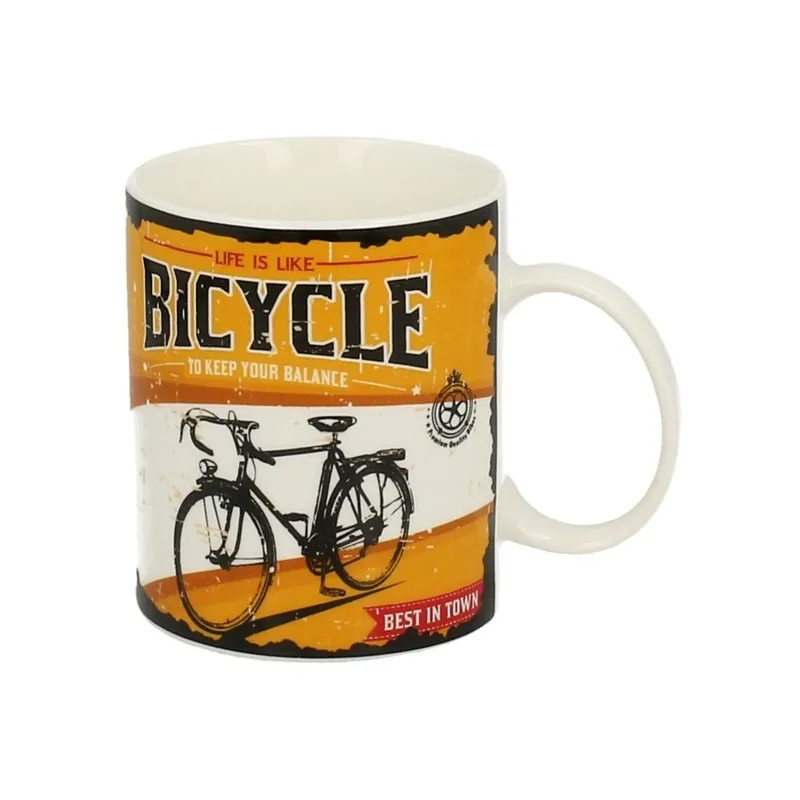 Żółty kubek porcelanowy Duo Gift Bicycle, 430 ml Bonami Nowość