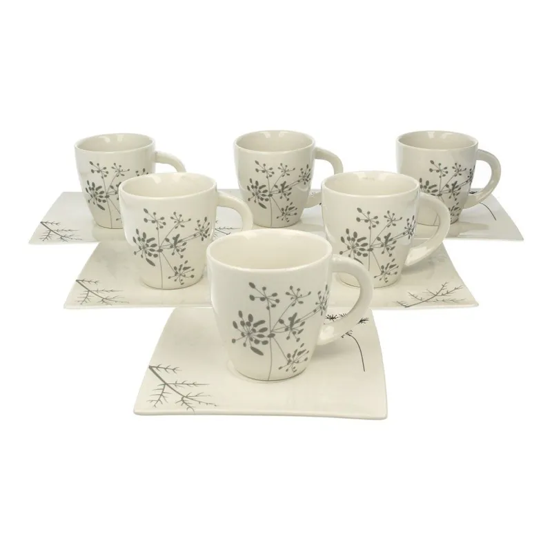 Darmowy zwrot Zestaw 6 porcelanowych kubków ze spodkami Duo Gift Fino, 170 ml Bonami