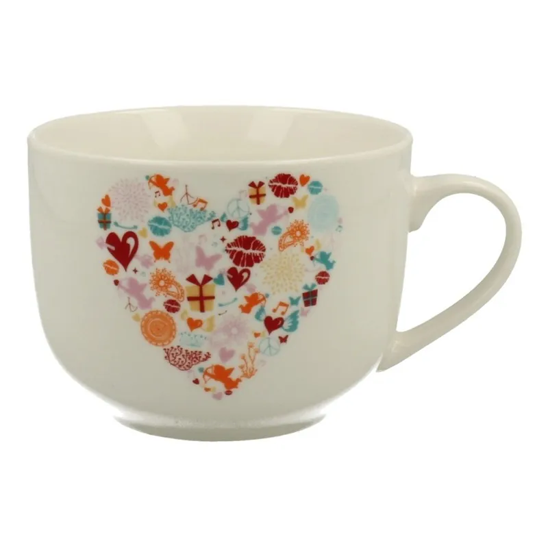 Bezpieczne zakupy Duży kubek z motywem serca Duo Gift, ⌀ 11,5 cm Bonami