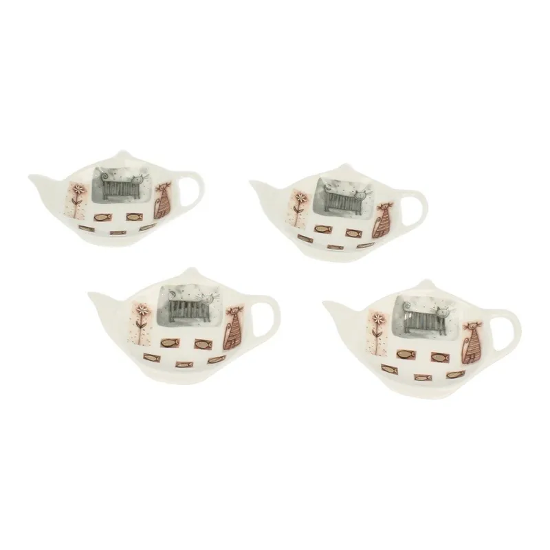 Zestaw 4 podstawek porcelanowych na torebki po herbacie Duo Gift Kotty Bonami Do wyczerpania zapasów