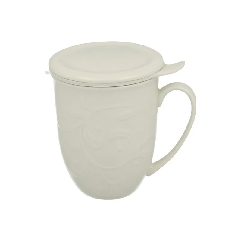 Biały kubek porcelanowy z sitkiem Duo Gift Hemingway, 300 ml Bonami Wysoka jakość
