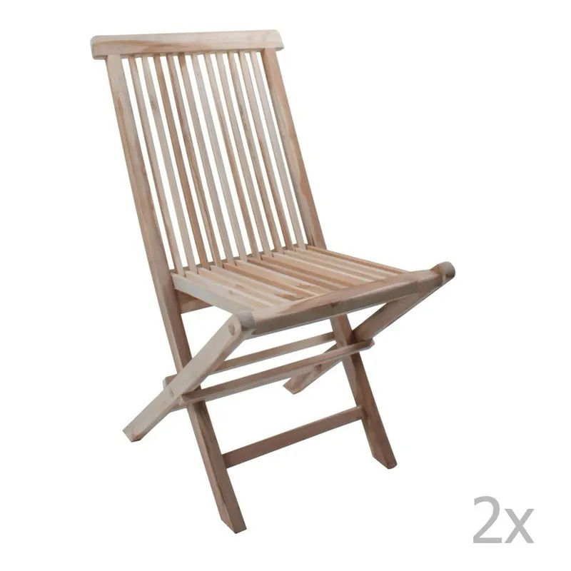 Zestaw 2 składanych krzeseł ogrodowych z drewna tekowego ADDU Java Bonami Oferta