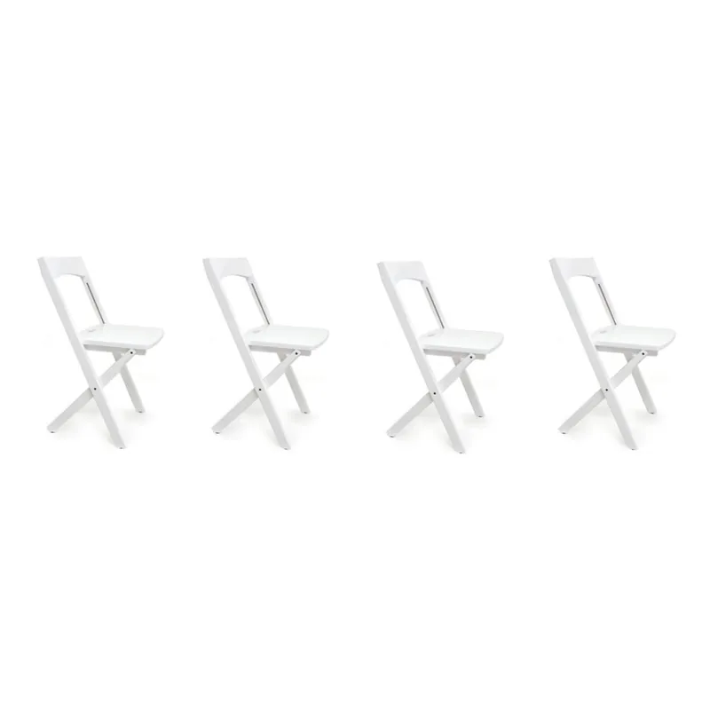 Oferta limitowana Zestaw 4 białych krzeseł składanych z drewna bukowego Arredamenti Italia Diana Bonami