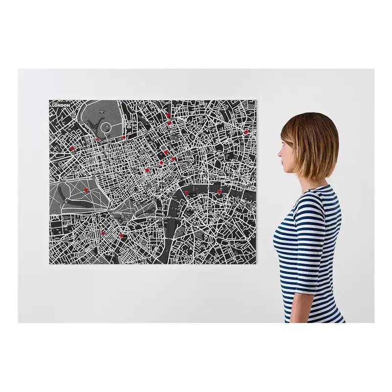 Premium Czarna mapa ścienna Palomar Pin Londyn Bonami