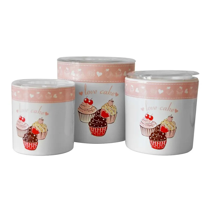 Komplet 3 pojemników ceramicznych Keramika Cupcake Bonami Ekspresowa dostawa