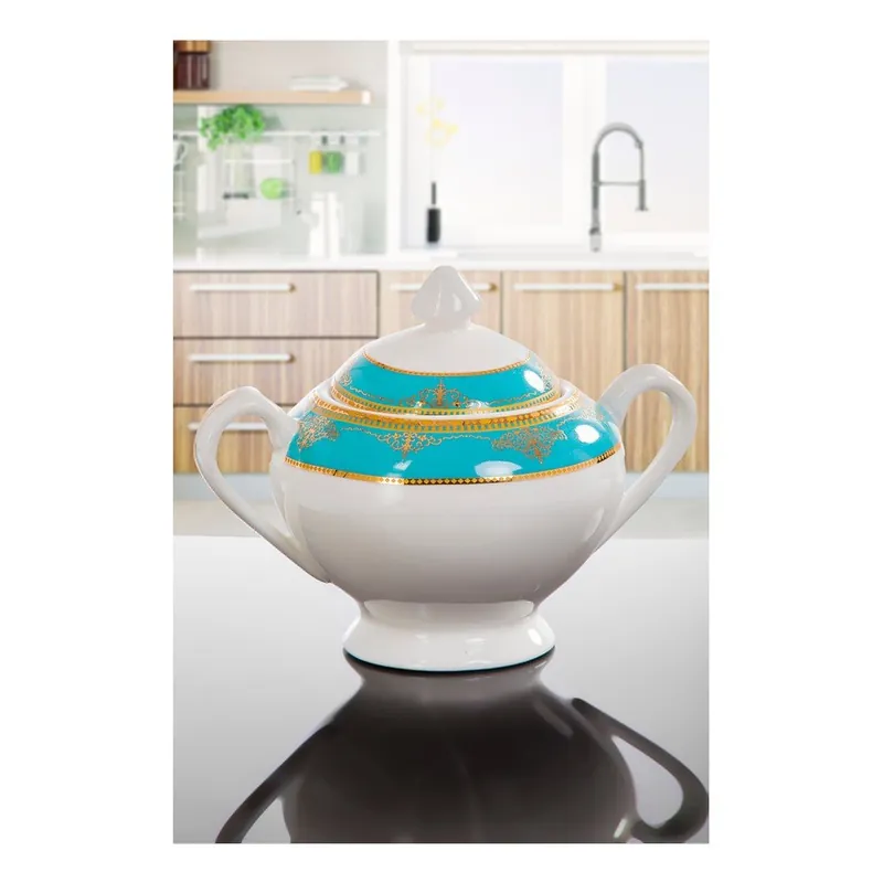 Niebieska cukiernica porcelanowa Cihan Bilisim Tekstil Bonami Oferta limitowana