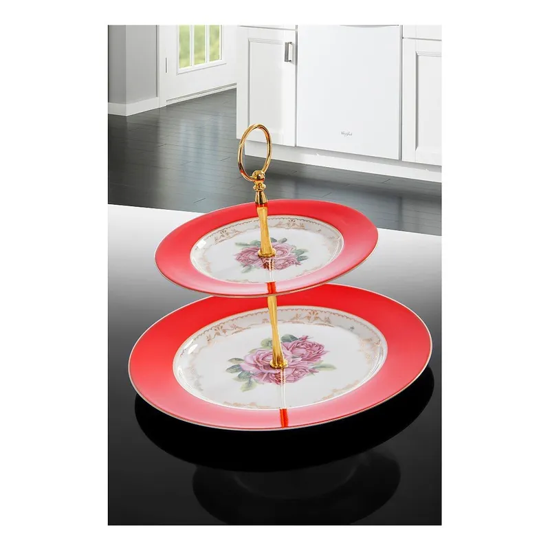Czerwona etażerka porcelanowa Cihan Bilisim Tekstil Bonami Wyjątkowa oferta