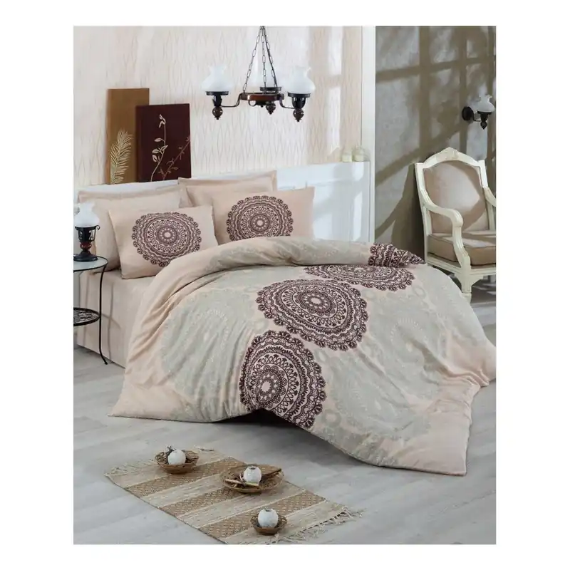 Cena promocyjna Pościel dwuosobowa z prześcieradłem Figura, 200x220 cm Bonami