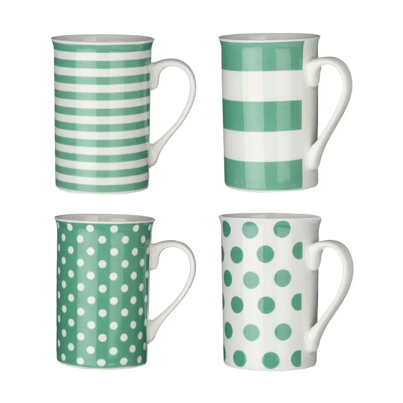 Zestaw 4 zielonych kubków Premier Housewares Dots Lines, 270 ml Bonami Tani