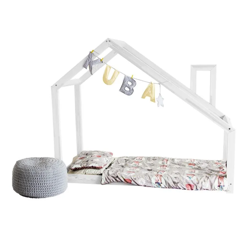 Białe dziecięce łóżko z wysokimi nóżkami i barierkami Benlemi Deny, 120 x 200 cm, wysokość nóżek 20 cm Bonami Oferta