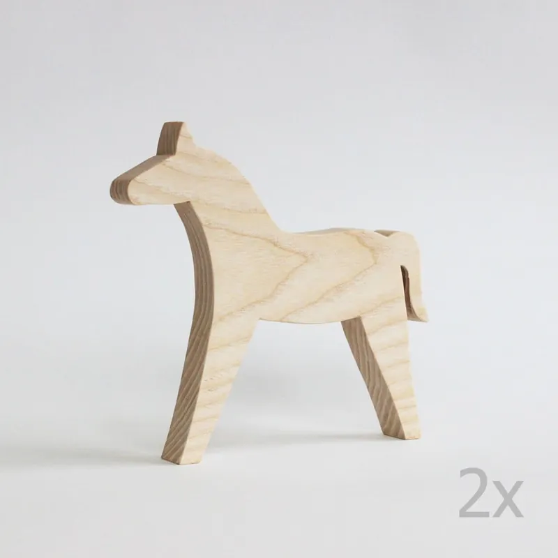 Zestaw 2 dekoracji z naturalnego drewna Matela Original Furniture Konik Bonami Okazja