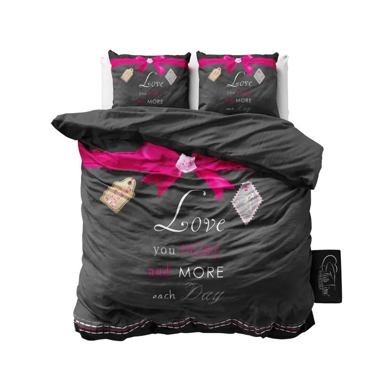Zniżka Ciemnoszara pościel z mikroperkalu Sleeptime More Love, 240x220 cm Bonami