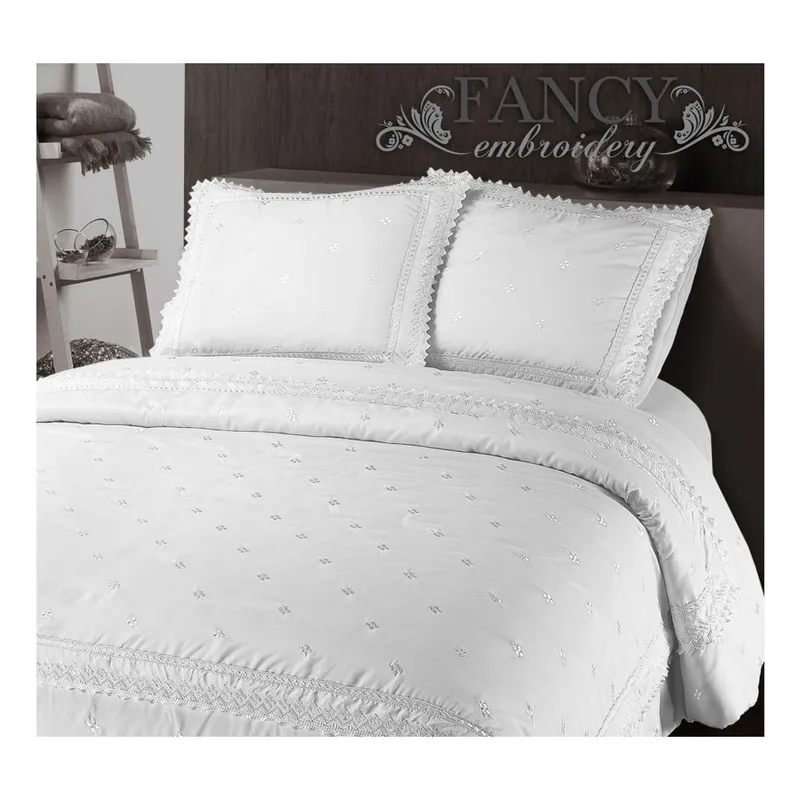Biała pościel z mikroperkalu Fancy Embroidery Rio, 240x220 cm Bonami Super okazja