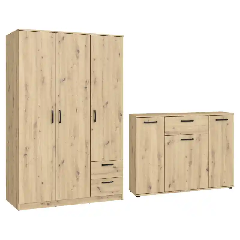 Najlepsza cena Zestaw Szafa + Komoda NIKO 4 dąb artisan